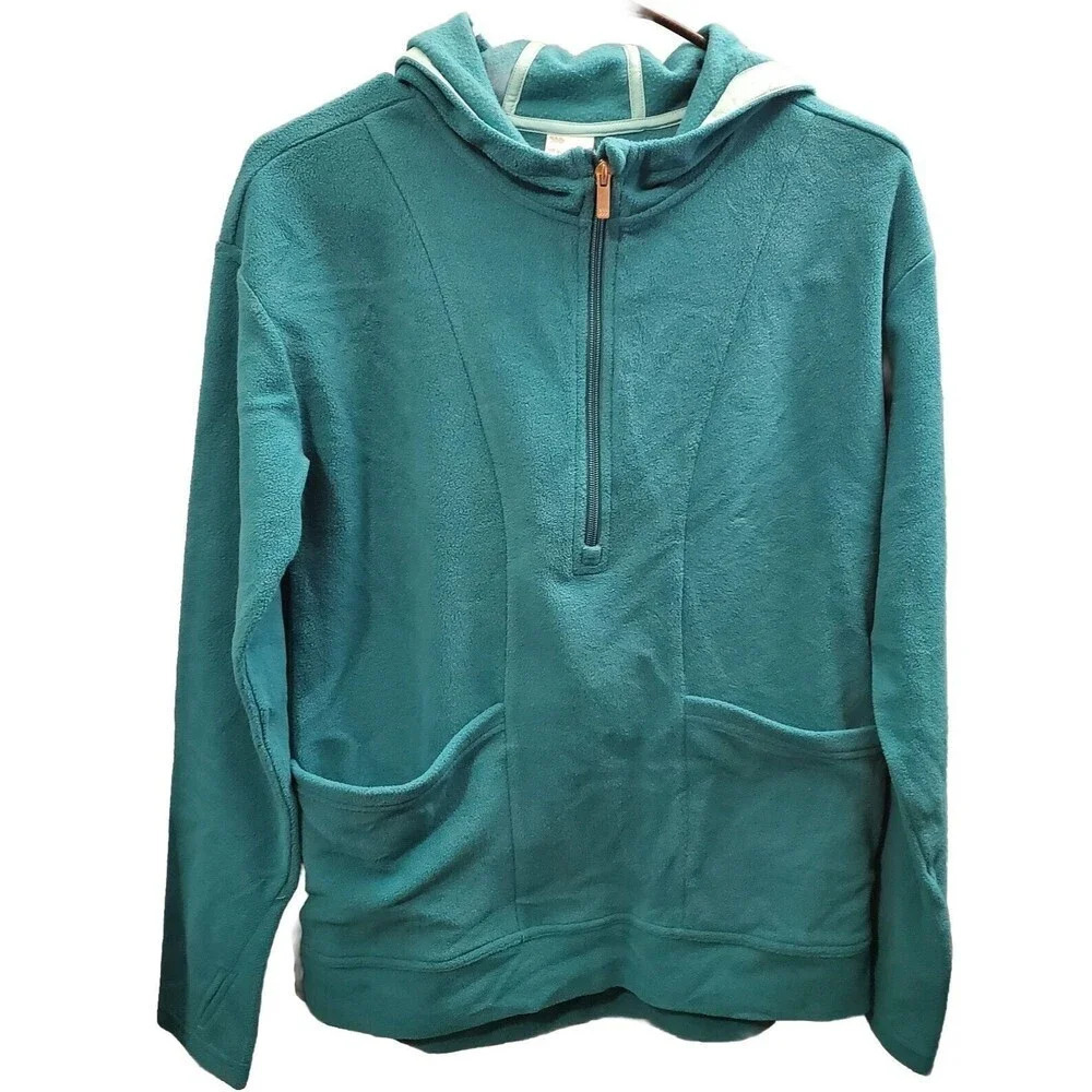 All in motion Jacket Girls XLarge 14‎ 16 Teal Hooded Half zip Fleece New